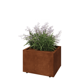 Corten acél virágláda - Téglalap - 60 x 50 x 40 cm - Fenéklemezzel - Lábakkal