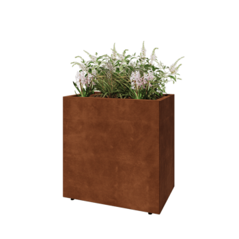 Corten acél virágláda - Téglalap - 80 x 50 x 80 cm - Fenéklemezzel - Lábakkal