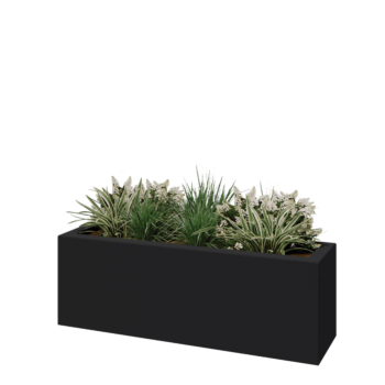 Üvegszálas virágláda - Téglalap alakú - 120 x 30 x 40 cm - RAL7021 matt (fekete szürke) - Alátéttel