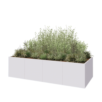 Acél virágláda XXL - Téglalap - 320 x 120 x 80 cm - RAL9010 matt (fehér) - Fenéklemez nélkül