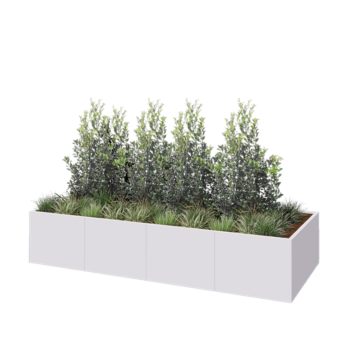 Acél virágláda XXL - Téglalap - 320 x 120 x 60 cm - RAL9010 matt (fehér) - Fenéklemez nélkül