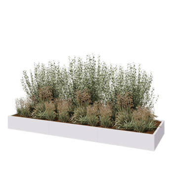 Acél virágláda XXL - Téglalap - 360 x 100 x 30 cm - RAL9010 matt (fehér) - Fenéklemezzel