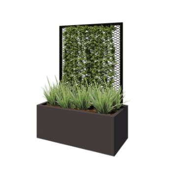 Acél futtatórács - 90 x 3 x 117,5 cm - RAL9005 matt (fekete) - Virágládához 50 cm