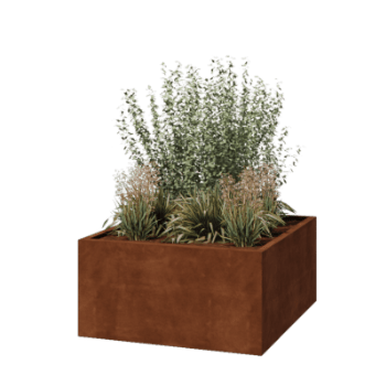 Corten acél virágláda - Négyzet - 120 x 120 x 60 cm - Hegesztett - Fenéklemezzel