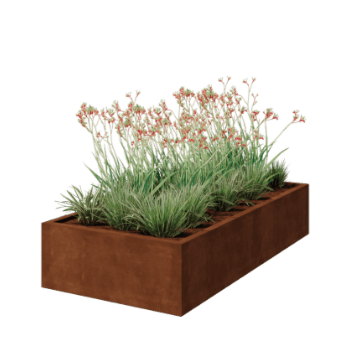Corten acél virágláda - Téglalap - 200 x 100 x 40 cm - Hegesztett - Fenéklemez nélkül