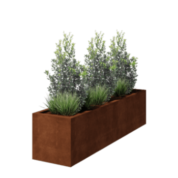 Corten acél hegesztett virágláda Montana 200 x 50 x 50 cm