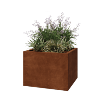 Corten acél virágláda - Négyzet - 80 x 80 x 60 cm - Hegesztett - Fenéklemez nélkül