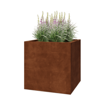Corten acél virágláda - Négyzet - 80 x 80 x 80 cm - Hegesztett - Fenéklemezzel