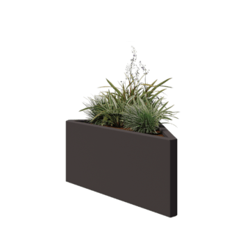 Acél virágláda - Egyenlőtlen oldalú háromszög - 83,9 x 46,4 x 40 cm - RAL7016 matt (antracitszürke) - Fenéklemez nélkül