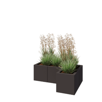 Acél virágláda - L-alak - 90 x 60 x 30 cm - RAL7016 matt (antracitszürke) - Fenéklemez nélkül