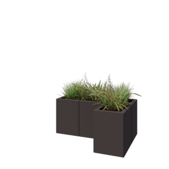 Acél virágláda - L-alak - 90 x 60 x 40 cm - RAL7016 matt (antracitszürke) - Fenéklemez nélkül