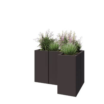 Acél virágláda - L-alak - 90 x 60 x 60 cm - RAL7016 matt (antracitszürke) - Fenéklemez nélkül