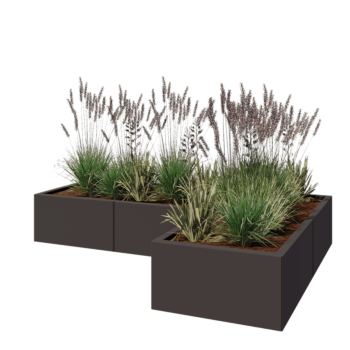 Acél virágláda - L-alak - 180 x 120 x 30 cm - Más RAL szín - Fenéklemezzel