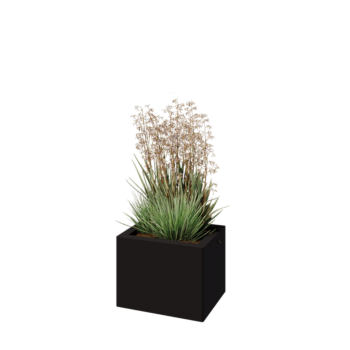 Acél virágláda - Téglalap - 40 x 30 x 30 cm - RAL9005 matt (fekete) - Fenéklemezzel