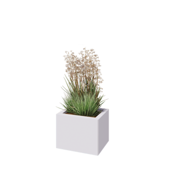 Acél virágláda - Téglalap - 40 x 30 x 30 cm - RAL9010 matt (fehér) - Fenéklemezzel