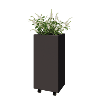 Acél virágláda - Téglalap - 40 x 30 x 80 cm - RAL7016 matt (antracitszürke) - Fenéklemezzel - Kerekekkel