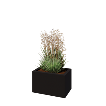 Acél virágláda - Téglalap - 50 x 30 x 30 cm - RAL9005 matt (fekete) - Fenéklemezzel