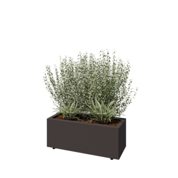 Acél virágláda - Téglalap - 80 x 30 x 30 cm - RAL7016 matt (antracitszürke) - Fenéklemezzel - Lábakkal