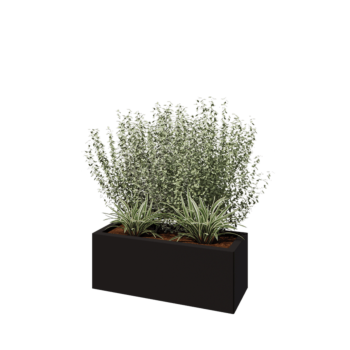 Acél virágláda - Téglalap - 80 x 30 x 30 cm - RAL9005 matt (fekete) - Fenéklemezzel