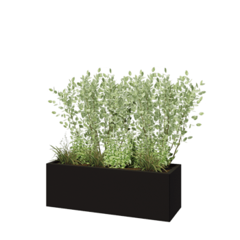 Acél virágláda - Téglalap - 120 x 40 x 40 cm - RAL9005 matt (fekete) - Fenéklemez nélkül