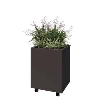 Acél virágláda - Téglalap - 50 x 40 x 60 cm - Más RAL szín - Fenéklemezzel - Kerekekkel