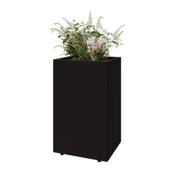 Acél virágláda - Téglalap - 50 x 40 x 80 cm - RAL9005 matt (fekete) - Fenéklemezzel - Lábakkal