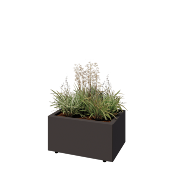 Acél virágláda - Téglalap - 60 x 40 x 30 cm - RAL7016 matt (antracitszürke) - Fenéklemezzel - Lábakkal