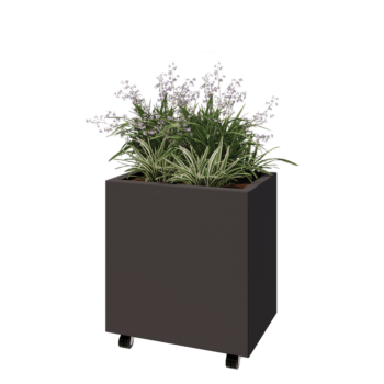 Acél virágláda - Téglalap - 60 x 40 x 60 cm - Más RAL szín - Fenéklemezzel - Kerekekkel