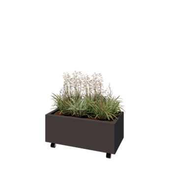 Acél virágláda - Téglalap - 80 x 40 x 30 cm - RAL7016 matt (antracitszürke) - Fenéklemezzel - Kerekekkel