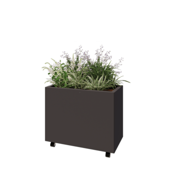 Acél virágláda - Téglalap - 80 x 40 x 60 cm - Más RAL szín - Fenéklemezzel - Kerekekkel