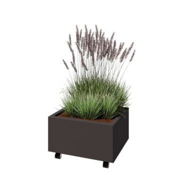 Acél virágláda - Téglalap - 60 x 50 x 30 cm - Más RAL szín - Fenéklemezzel - Kerekekkel