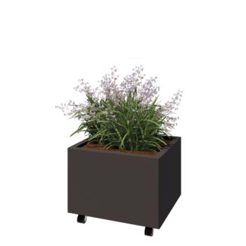 Acél virágláda - Téglalap - 60 x 50 x 40 cm - Más RAL szín - Fenéklemezzel - Kerekekkel