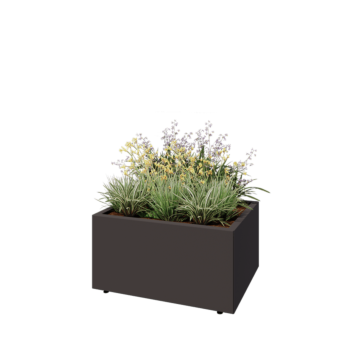 Acél virágláda - Téglalap - 80 x 60 x 40 cm - RAL7016 matt (antracitszürke) - Fenéklemezzel - Lábakkal