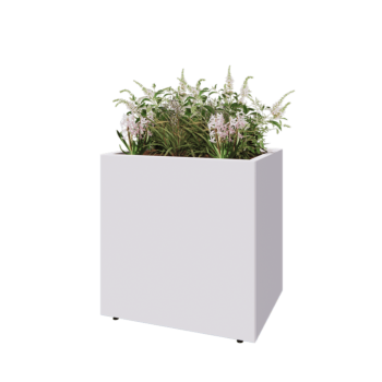 Acél virágláda - Téglalap - 80 x 60 x 80 cm - RAL9010 matt (fehér) - Fenéklemezzel - Lábakkal