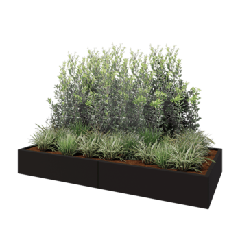 Acél virágláda XXL - Téglalap - 240 x 100 x 30 cm - RAL9005 matt (fekete) - Fenéklemez nélkül