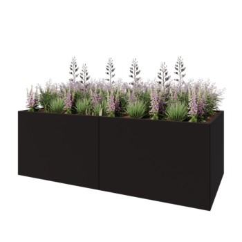 Acél virágláda XXL - Téglalap - 240 x 100 x 80 cm - RAL9005 matt (fekete) - Fenéklemez nélkül