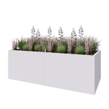 Acél virágláda XXL - Téglalap - 240 x 100 x 80 cm - RAL9010 matt (fehér) - Fenéklemez nélkül