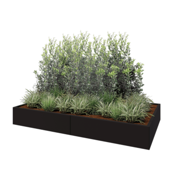 Acél virágláda XXL - Téglalap - 240 x 120 x 30 cm - RAL9005 matt (fekete) - Fenéklemez nélkül