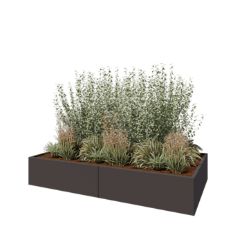 Acél virágláda XXL - Téglalap - 240 x 120 x 40 cm - RAL7016 matt (antracitszürke) - Fenéklemezzel