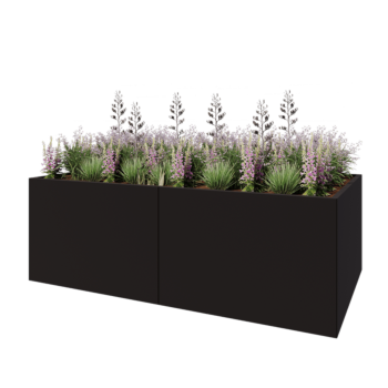 Acél virágláda XXL - Téglalap - 240 x 120 x 80 cm - RAL9005 matt (fekete) - Fenéklemez nélkül