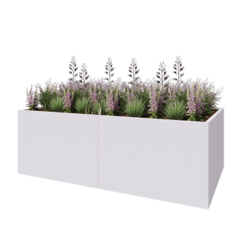 Acél virágláda XXL - Téglalap - 240 x 120 x 80 cm - RAL9010 matt (fehér) - Fenéklemez nélkül