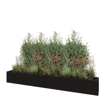 Acél virágláda XXL - Téglalap - 240 x 30 x 30 cm - RAL9005 matt (fekete) - Fenéklemez nélkül