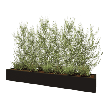Acél virágláda XXL - Téglalap - 240 x 40 x 30 cm - RAL9005 matt (fekete) - Fenéklemez nélkül