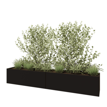 Acél virágláda XXL - Téglalap - 240 x 40 x 40 cm - RAL9005 matt (fekete) - Fenéklemez nélkül