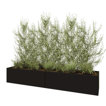 Acél virágláda XXL - Téglalap - 240 x 50 x 40 cm - RAL9005 matt (fekete) - Fenéklemez nélkül