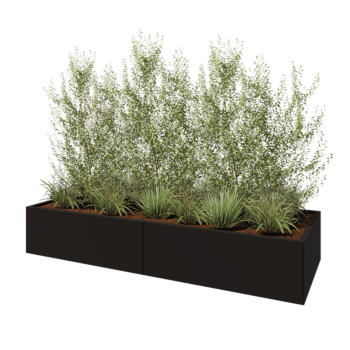 Acél virágláda XXL - Téglalap - 240 x 80 x 40 cm - RAL9005 matt (fekete) - Fenéklemez nélkül