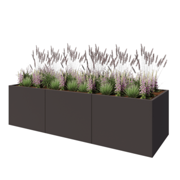 Acél virágláda XXL - Téglalap - 300 x 100 x 80 cm - RAL7016 matt (antracitszürke) - Fenéklemez nélkül