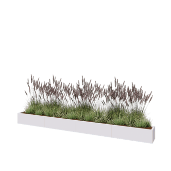 Acél virágláda XXL - Téglalap - 400 x 30 x 30 cm - RAL9010 matt (fehér) - Fenéklemezzel