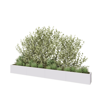 Acél virágláda XXL - Téglalap - 400 x 30 x 40 cm - RAL9010 matt (fehér) - Fenéklemezzel