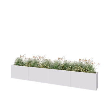Acél virágláda XXL - Téglalap - 400 x 30 x 60 cm - RAL9010 matt (fehér) - Fenéklemez nélkül